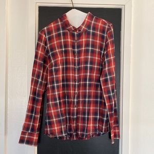 J.Crew perfect shirt Rust and navy plaid size 8